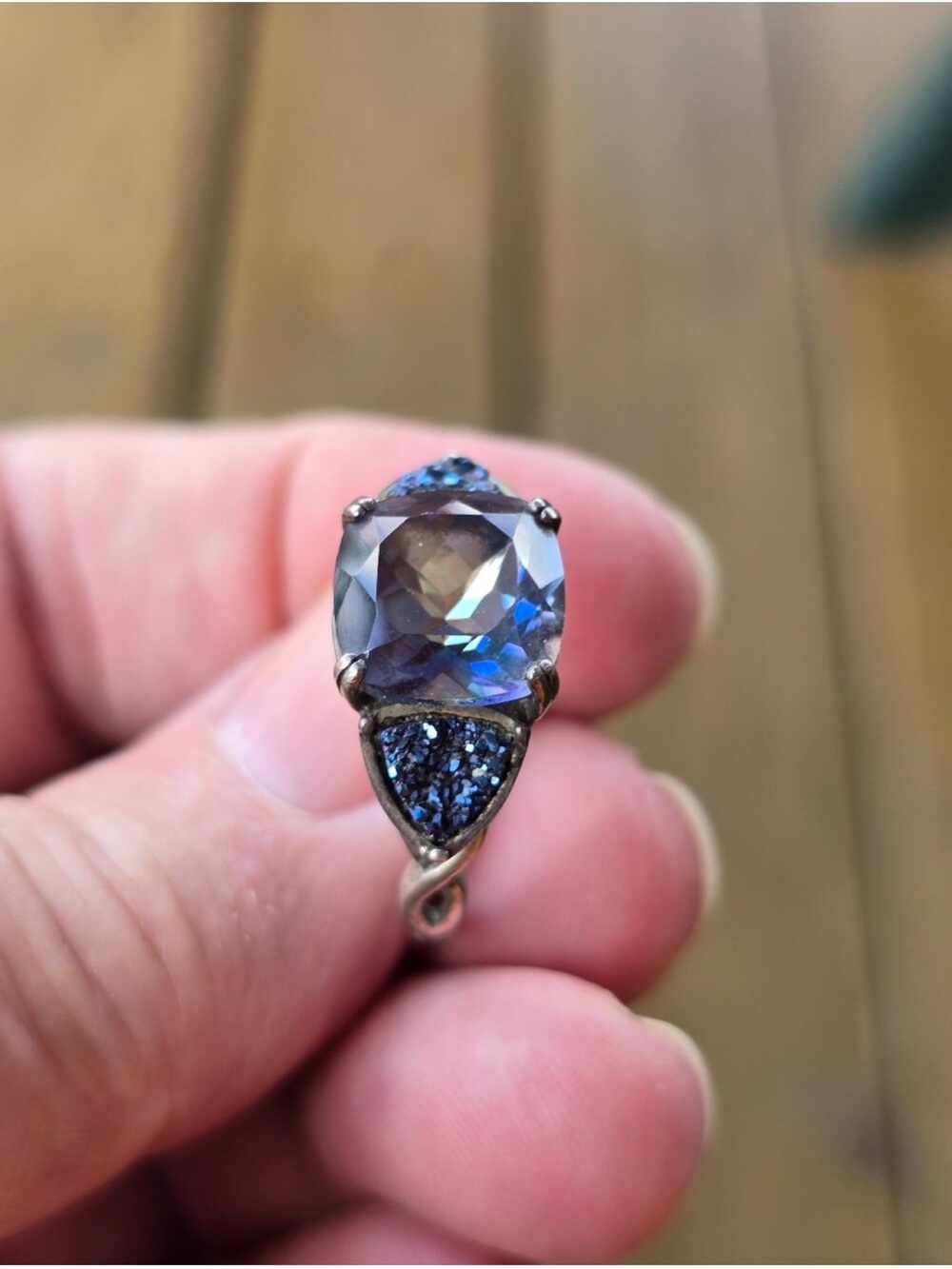 Mystic Topaz Cushion Cocktail Ring in Blue-Purple - Picture 5 of 9